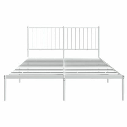 vidaXL Metal Bed Frame without Mattress with Headboard White 135x190cm