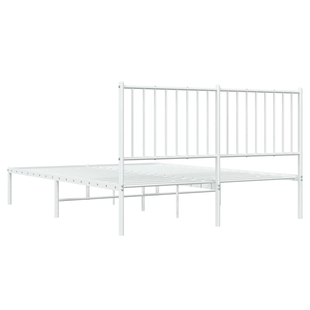 vidaXL Metal Bed Frame without Mattress with Headboard White 135x190cm