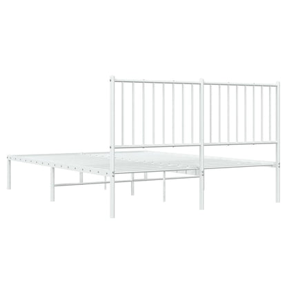 vidaXL Metal Bed Frame without Mattress with Headboard White 135x190cm