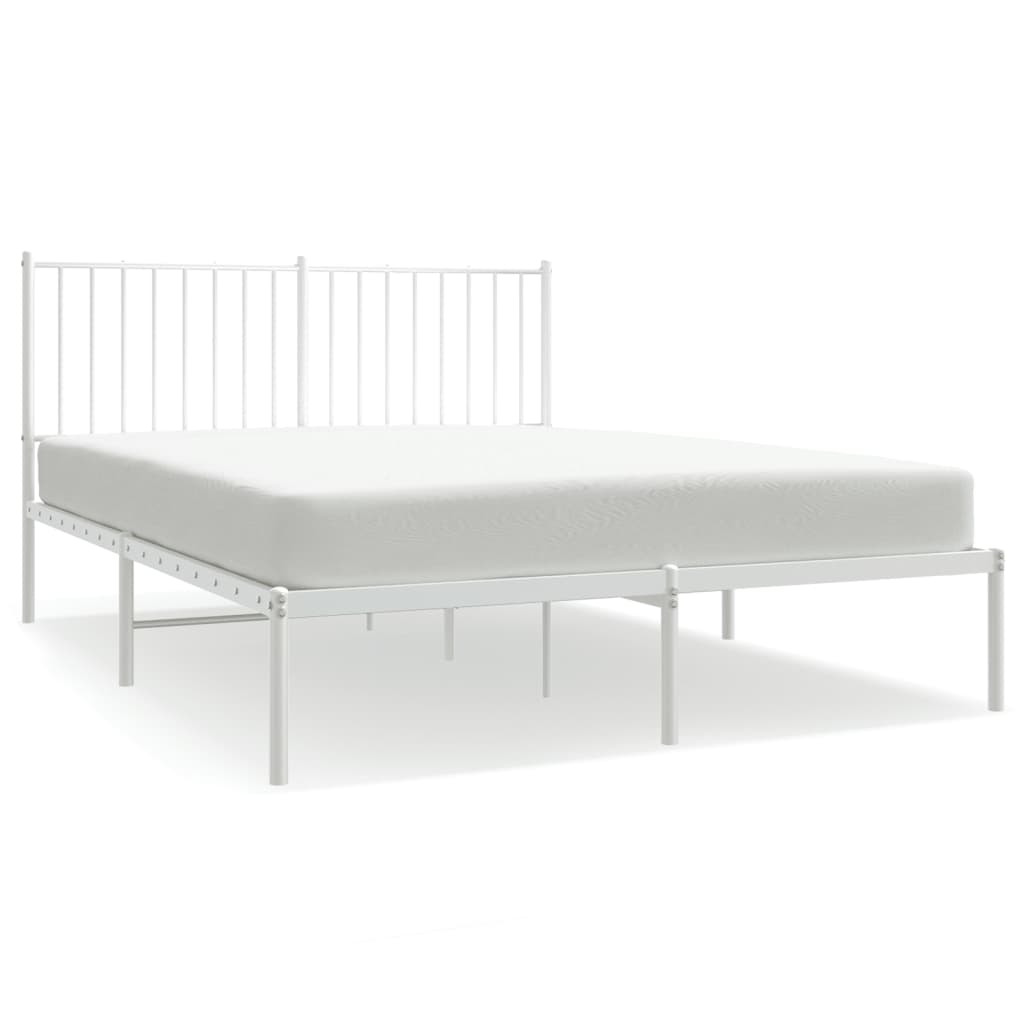 vidaXL Metal Bed Frame without Mattress with Headboard White 140x190cm