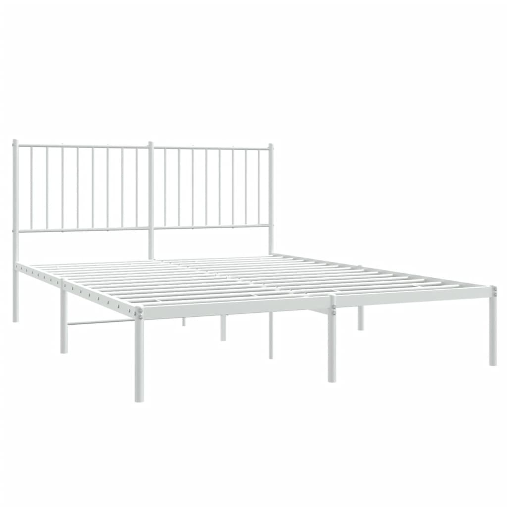 vidaXL Metal Bed Frame without Mattress with Headboard White 140x190cm