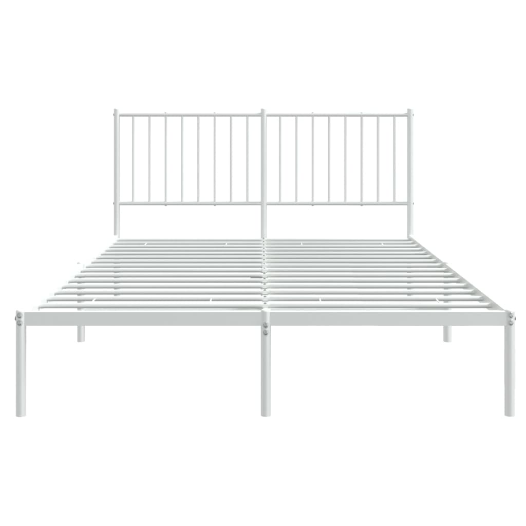 vidaXL Metal Bed Frame without Mattress with Headboard White 140x190cm