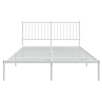 vidaXL Metal Bed Frame without Mattress with Headboard White 140x190cm