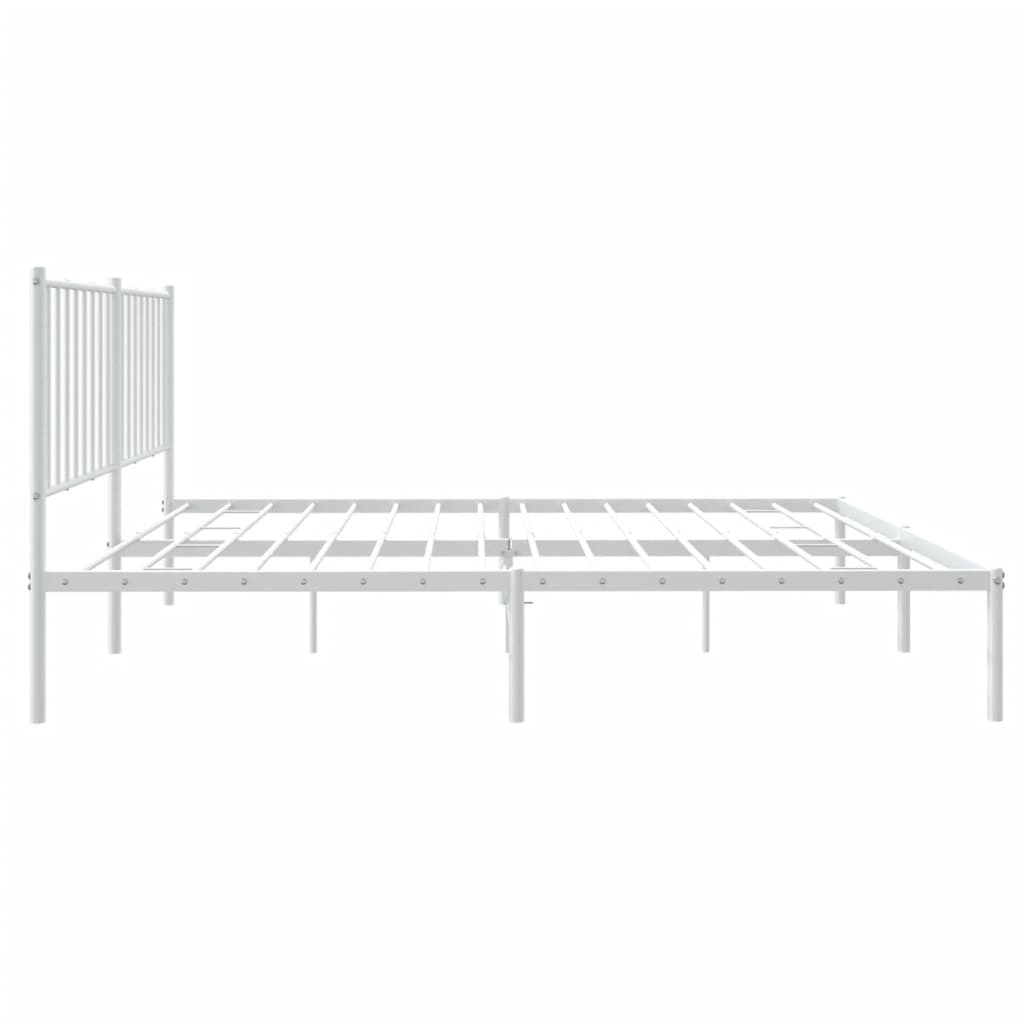 vidaXL Metal Bed Frame without Mattress with Headboard White 140x190cm
