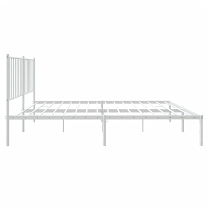 vidaXL Metal Bed Frame without Mattress with Headboard White 140x190cm