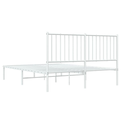 vidaXL Metal Bed Frame without Mattress with Headboard White 140x190cm