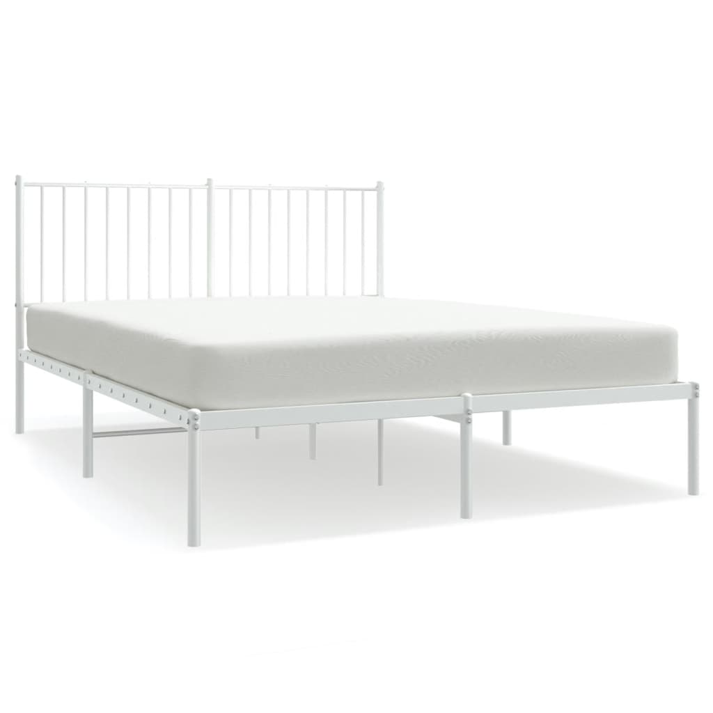 vidaXL Metal Bed Frame without Mattress with Headboard White 140x200cm