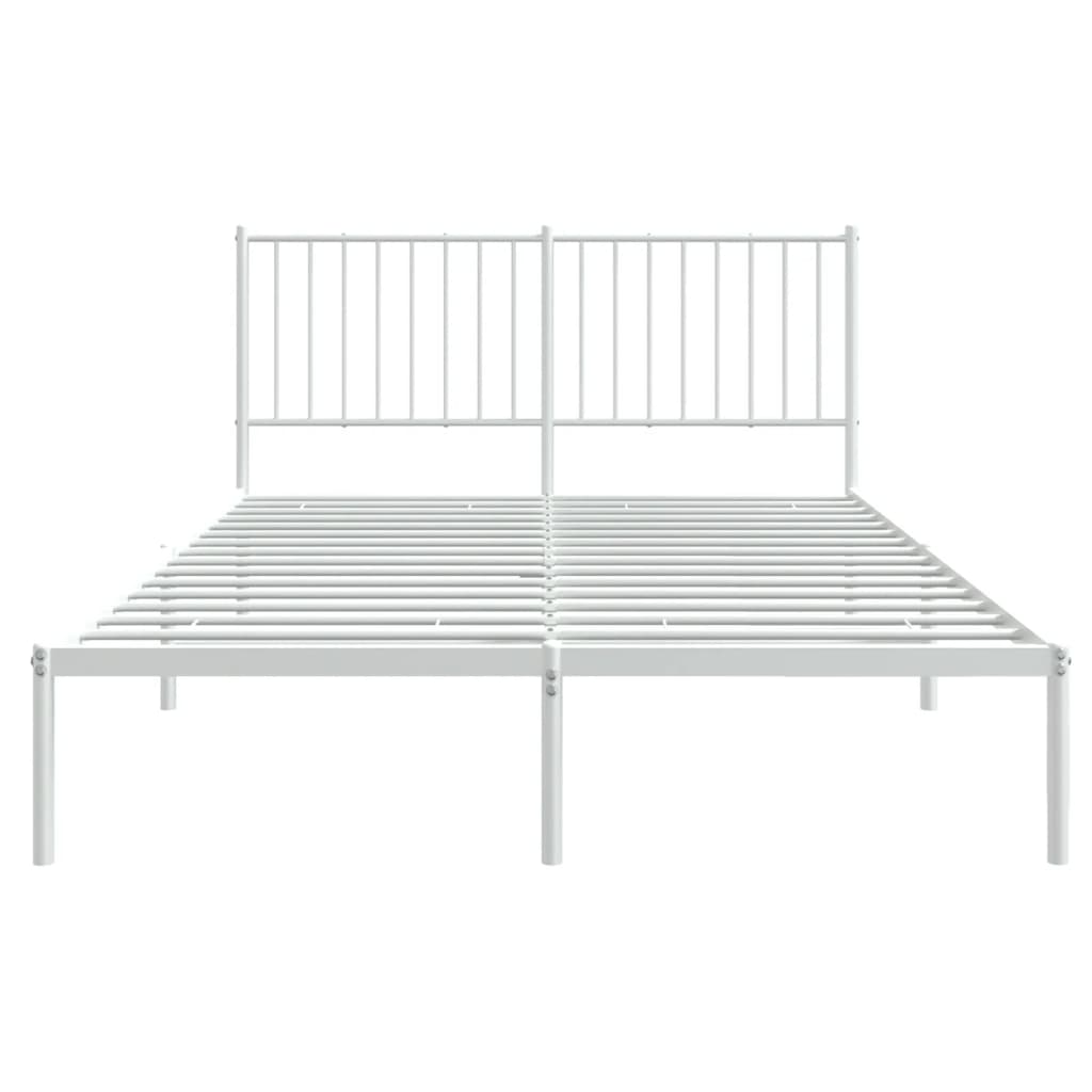 vidaXL Metal Bed Frame without Mattress with Headboard White 140x200cm