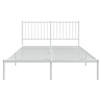 vidaXL Metal Bed Frame without Mattress with Headboard White 140x200cm