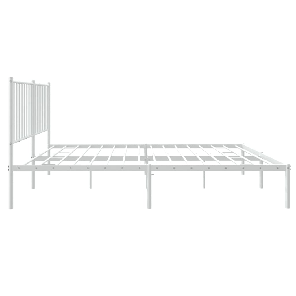 vidaXL Metal Bed Frame without Mattress with Headboard White 140x200cm