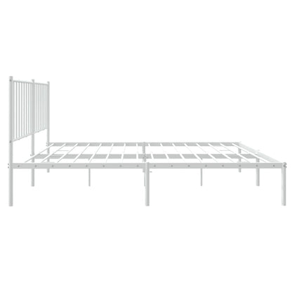 vidaXL Metal Bed Frame without Mattress with Headboard White 140x200cm