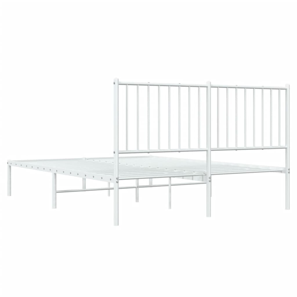 vidaXL Metal Bed Frame without Mattress with Headboard White 140x200cm