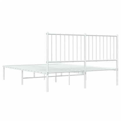 vidaXL Metal Bed Frame without Mattress with Headboard White 140x200cm