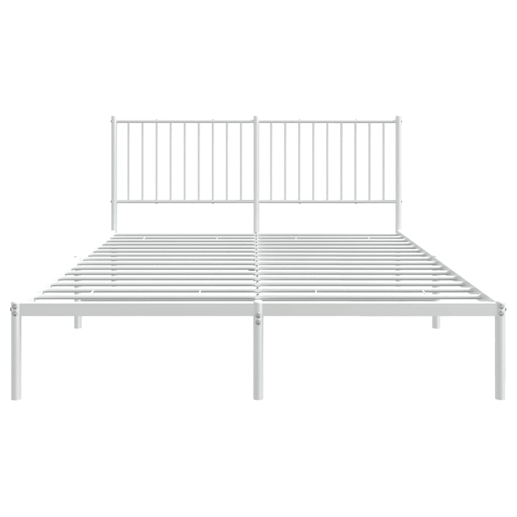 vidaXL Metal Bed Frame without Mattress with Headboard White 150x200cm