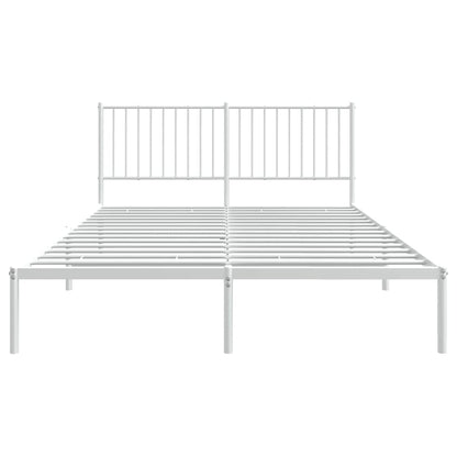 vidaXL Metal Bed Frame without Mattress with Headboard White 150x200cm