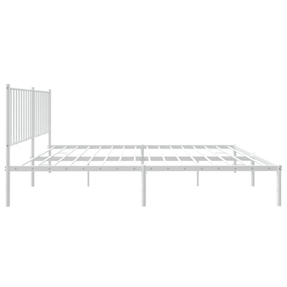 vidaXL Metal Bed Frame without Mattress with Headboard White 150x200cm