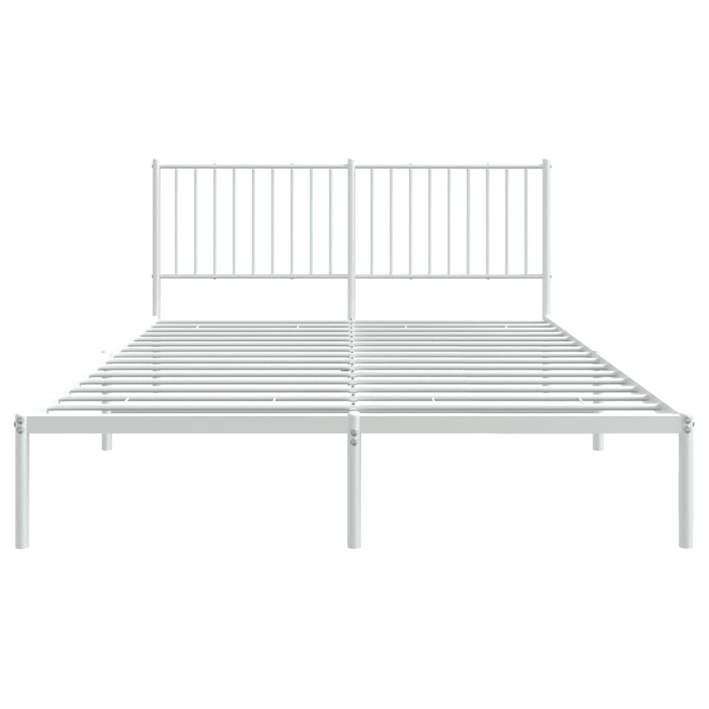 vidaXL Metal Bed Frame without Mattress with Headboard White 160x200cm