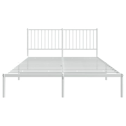 vidaXL Metal Bed Frame without Mattress with Headboard White 160x200cm