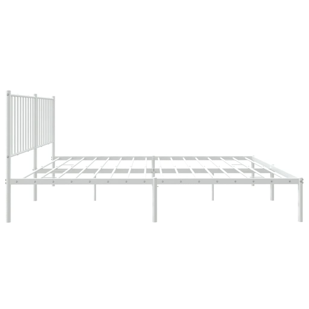 vidaXL Metal Bed Frame without Mattress with Headboard White 160x200cm
