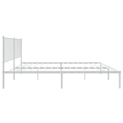 vidaXL Metal Bed Frame without Mattress with Headboard White 160x200cm