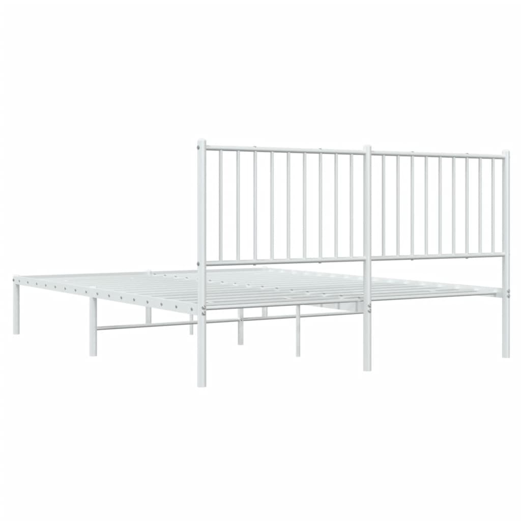 vidaXL Metal Bed Frame without Mattress with Headboard White 160x200cm