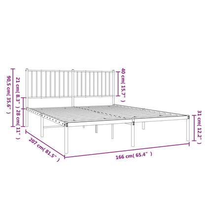 vidaXL Metal Bed Frame without Mattress with Headboard White 160x200cm