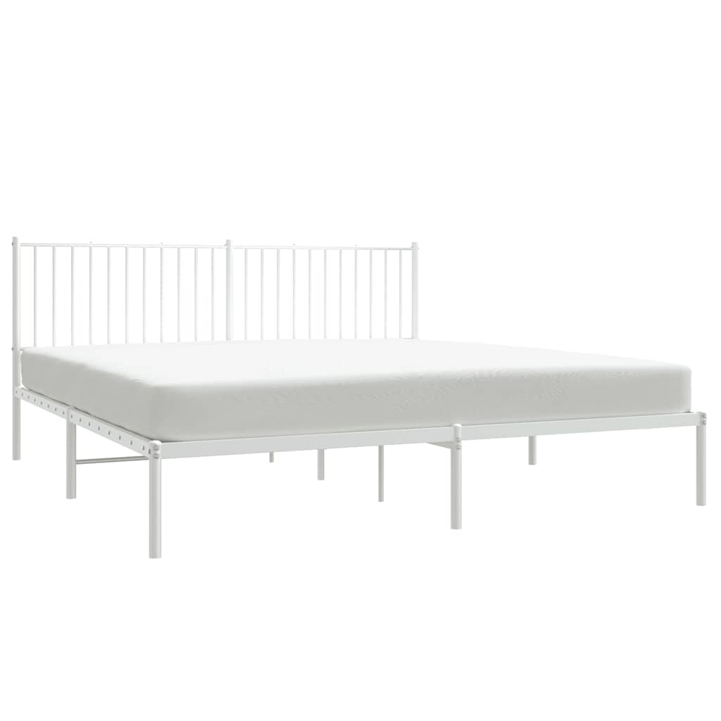 vidaXL Metal Bed Frame without Mattress with Headboard White 183x213cm