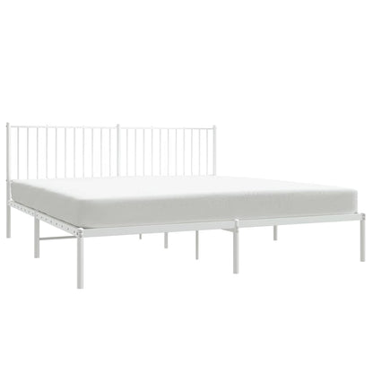 vidaXL Metal Bed Frame without Mattress with Headboard White 183x213cm