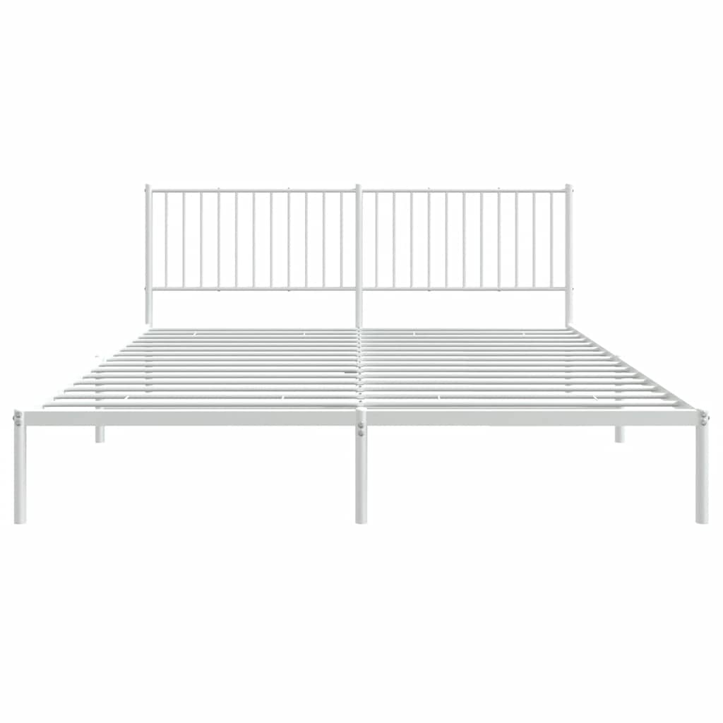 vidaXL Metal Bed Frame without Mattress with Headboard White 183x213cm