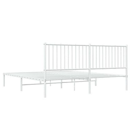 vidaXL Metal Bed Frame without Mattress with Headboard White 183x213cm
