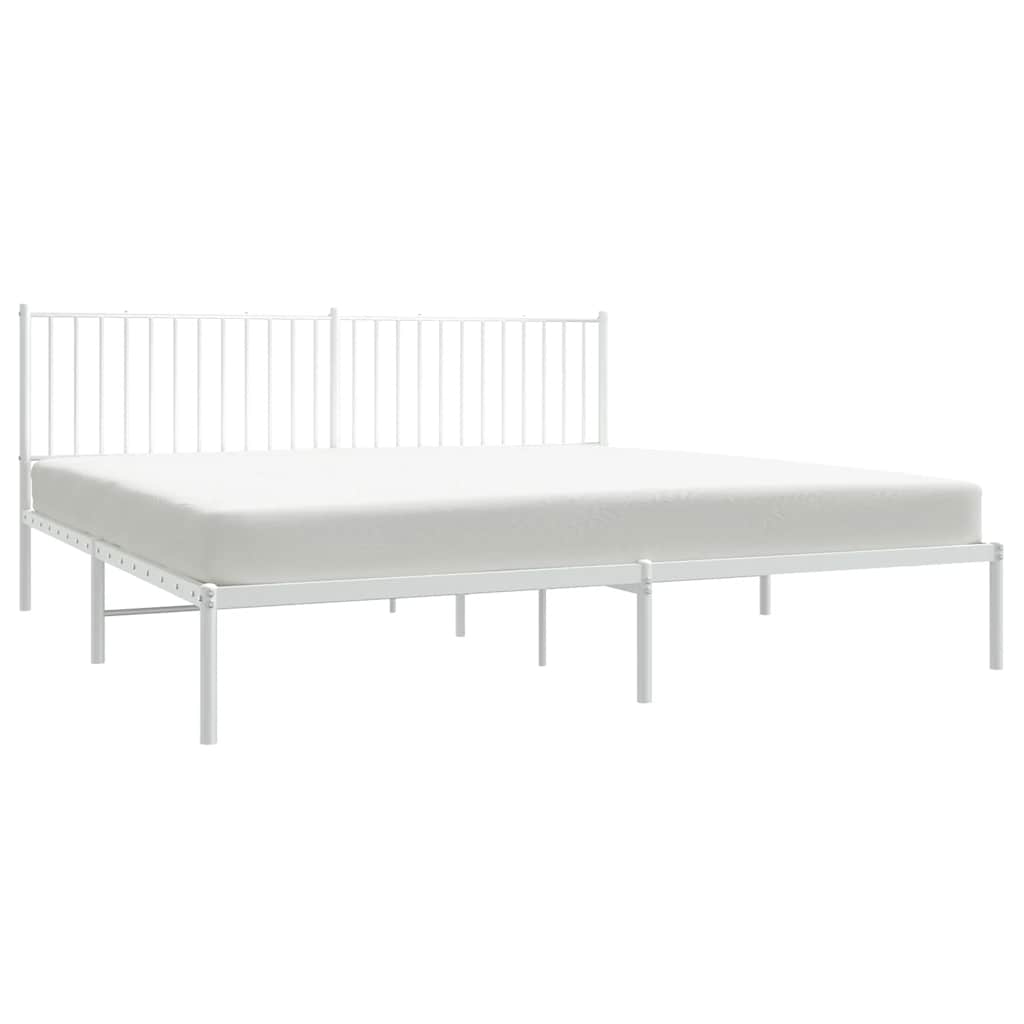vidaXL Metal Bed Frame without Mattress with Headboard White 193x203cm
