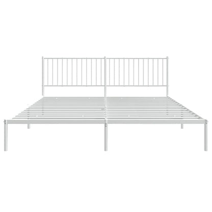 vidaXL Metal Bed Frame without Mattress with Headboard White 193x203cm