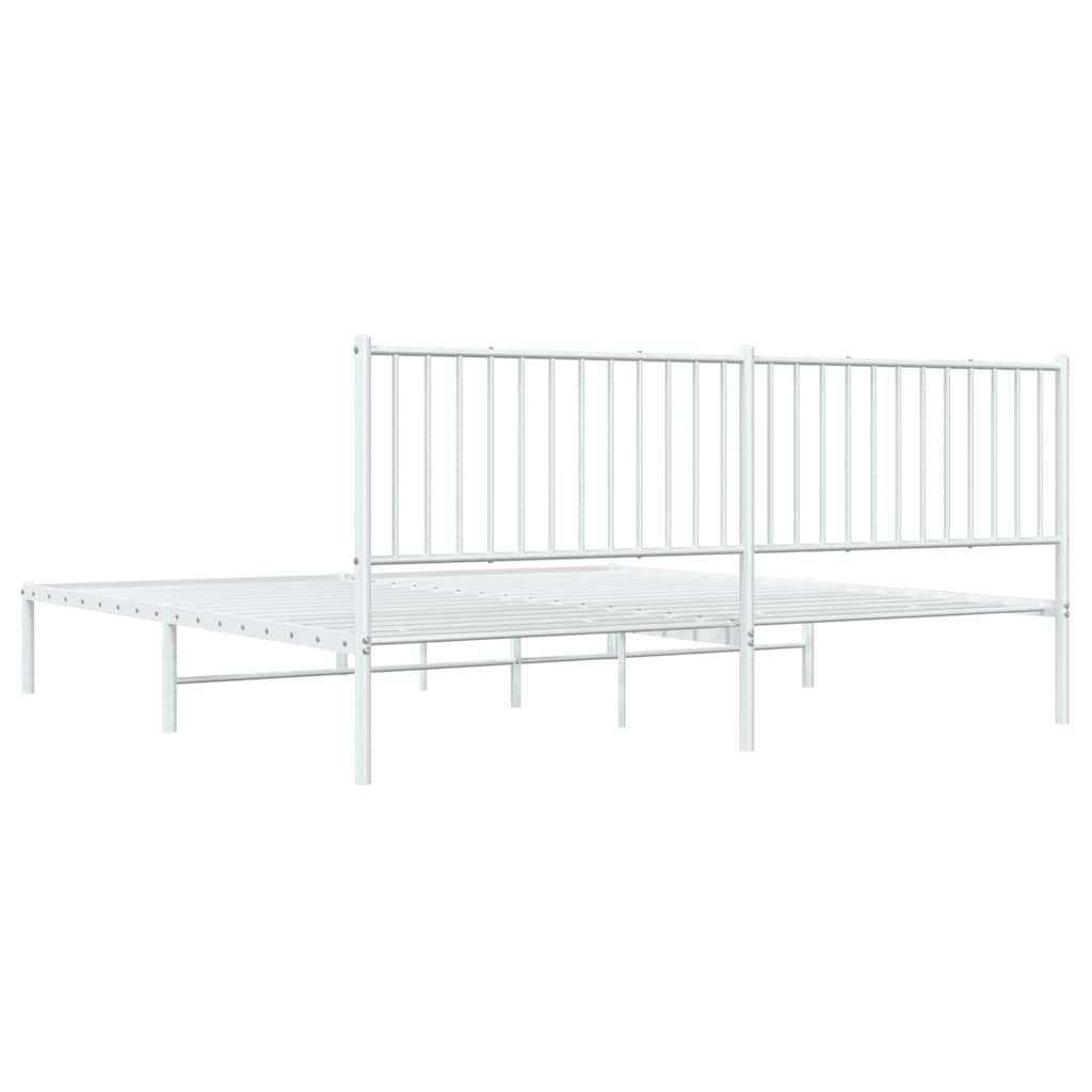 vidaXL Metal Bed Frame without Mattress with Headboard White 193x203cm