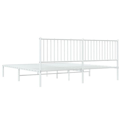 vidaXL Metal Bed Frame without Mattress with Headboard White 193x203cm