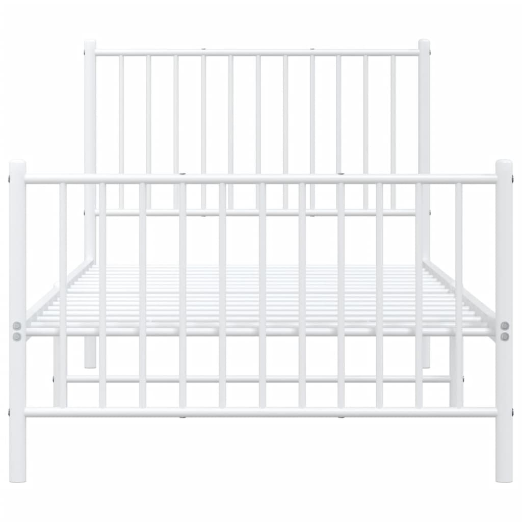 vidaXL Metal Bed Frame without Mattress with Footboard White 90x200cm