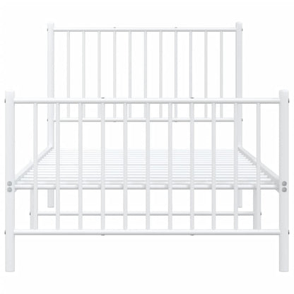 vidaXL Metal Bed Frame without Mattress with Footboard White 90x200cm