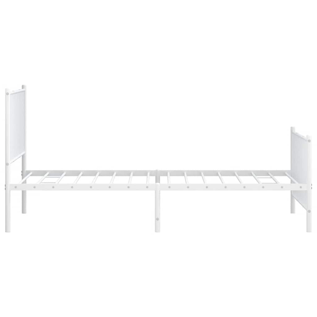 vidaXL Metal Bed Frame without Mattress with Footboard White 100x190cm