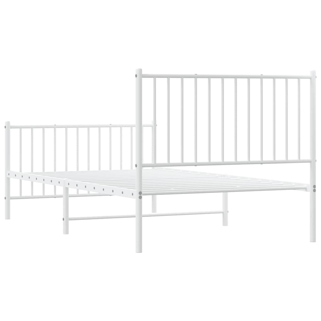 vidaXL Metal Bed Frame without Mattress with Footboard White 100x190cm
