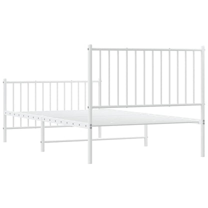 vidaXL Metal Bed Frame without Mattress with Footboard White 100x190cm