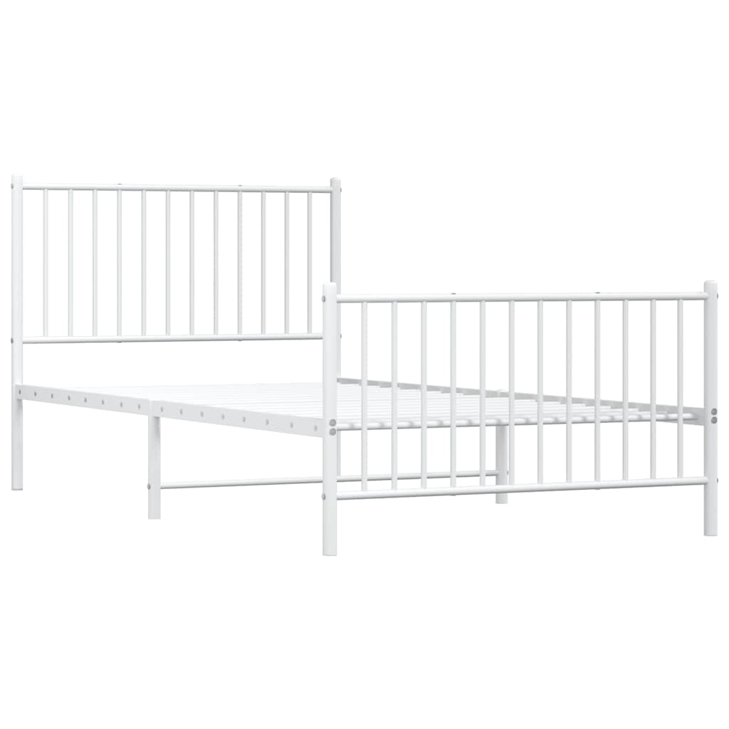 vidaXL Metal Bed Frame without Mattress with Footboard White 100x200cm
