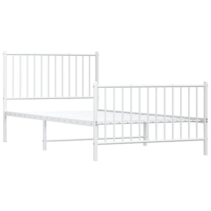 vidaXL Metal Bed Frame without Mattress with Footboard White 100x200cm