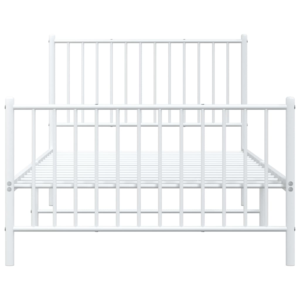 vidaXL Metal Bed Frame without Mattress with Footboard White 100x200cm
