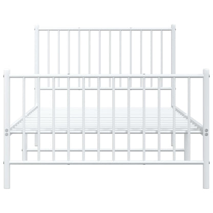 vidaXL Metal Bed Frame without Mattress with Footboard White 100x200cm