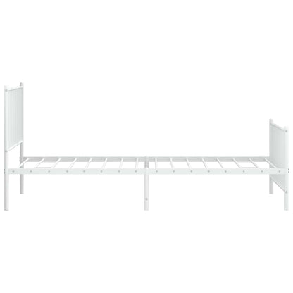 vidaXL Metal Bed Frame without Mattress with Footboard White 100x200cm