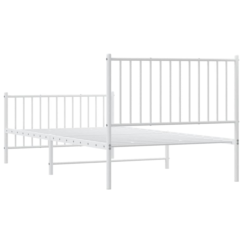 vidaXL Metal Bed Frame without Mattress with Footboard White 100x200cm