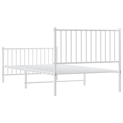vidaXL Metal Bed Frame without Mattress with Footboard White 100x200cm