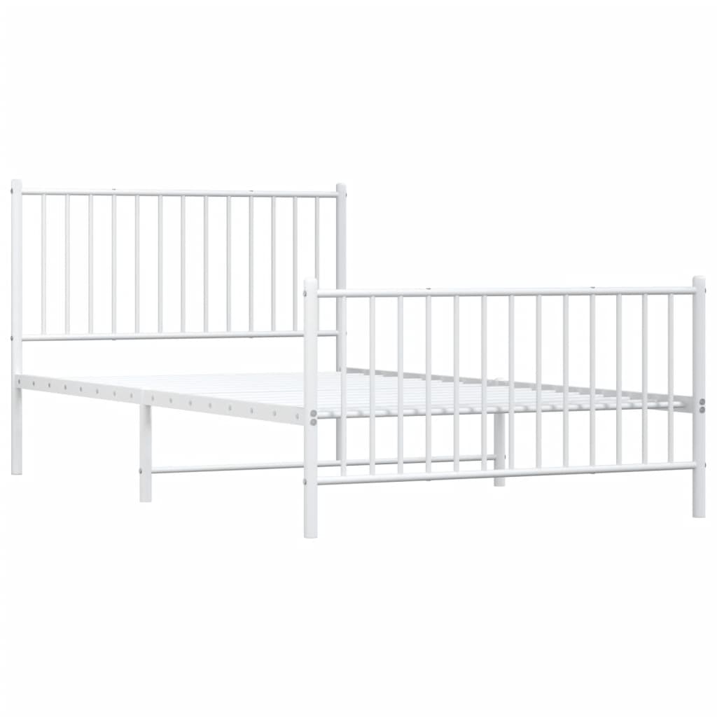 vidaXL Metal Bed Frame without Mattress with Footboard White 107x203cm