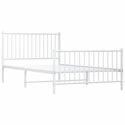 vidaXL Metal Bed Frame without Mattress with Footboard White 107x203cm