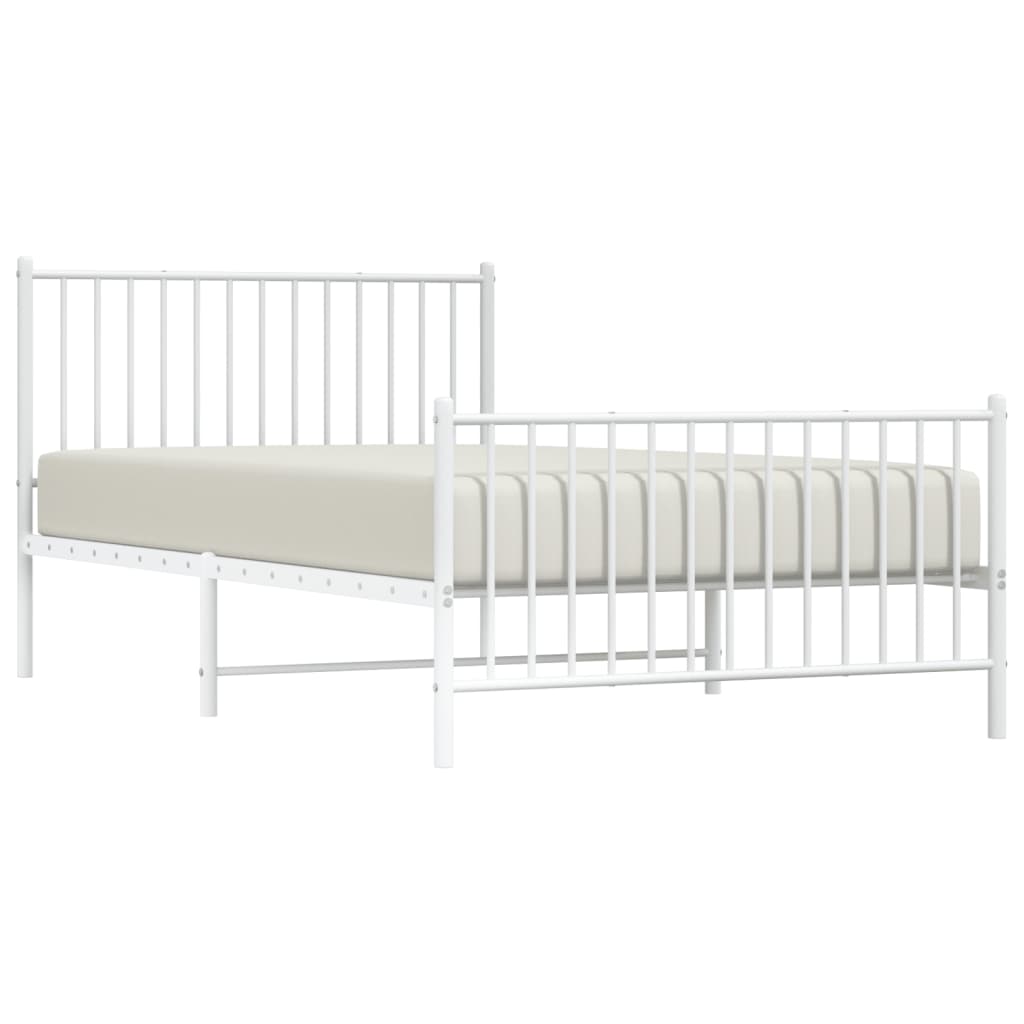 vidaXL Metal Bed Frame without Mattress with Footboard White 107x203cm