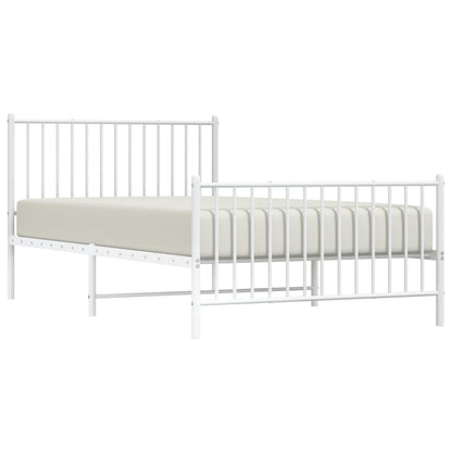 vidaXL Metal Bed Frame without Mattress with Footboard White 107x203cm